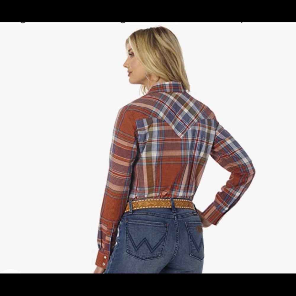 Wrangler Plaid Long Sleeve With Pearl Snaps Size Large